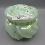 Fenton HP Sea Green Wavecrest Powder Jar/Box From the Museum