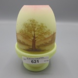 Fenton hand painted faiory light w/ meadow