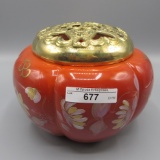 Fenton HP Mandarin Red ( Tomato Red) Potpourri Jar