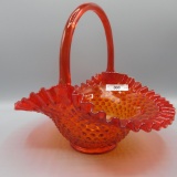 Fenton red hobnail large basket