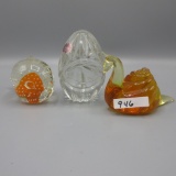 Paperweights as shown Snail has missing ear ( Do snails have ears??LOL)