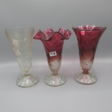 Fenton 3 Progressive Plum Opal Vases Museum Auctin