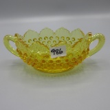 Fenton OOAK Canlde Glow Yellow Oval 2 handle Bow/candy  Museum Peice