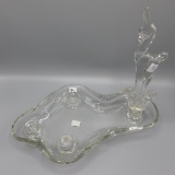 Tiffin Crystal Flower Floater Candle Centerpiece Fawn Insert