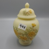 Fenton Daisies on Cameo Temple Jar HP M. Wagner