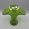 Art Glass green tall hat- attrib Loetz