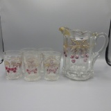 Crystal Cherry & Cable 5 pc painted water set