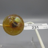 Carnival Glass Hatpin as shown- Amber rooster