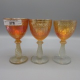 3 Fenton mari Sailboat wine glasses