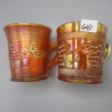 2 marigold mugs- Orange Tree & Vintage banded