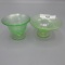 2 ice green stretch glass nut dishes as shown