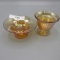 2 marigold stretch glass nut dishes as shown