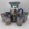 Fenton blue Butterfly & Fern 7pc water set