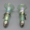 Pair Ice green stretch car vases w/ hardware