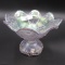 US Glass ice lavender Cosmos & Cane ruffled compote. BEAUTIFUL & RARE!!!