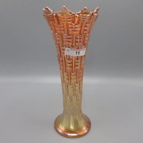 Dugan 10" marigold Big Basketweave vase