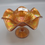 Fenton amber Holly ruffled compote
