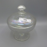 Fenton persian pearl stretch glass paneled covered candy