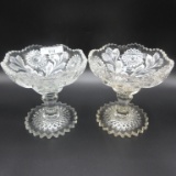 Millersburg Crystal- 2 Hobstar & Feather jelly compotes