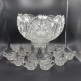 Millersburg Crystal-Ohio Star 14pc punch set. MASSIVE!!