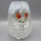 Fenton strawberries on French opalescent Basketweave fairy lamp 1981 HP by