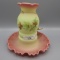 Fenton Maple leaf on burmese 1 pc. fairy lamp Orig. tag. Ex Blush