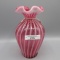 Fenton cranberry Opalescent Rib Optic 7.25