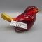 Fenton SAMPLE small ruby bird w/yellow, orange & white core center. In Rari