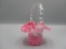 Fenton cranberry opal spiral small hat style baskt