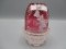 Fenton Mary Gregory on cranberry fairy lamp w little girl picking flowers,