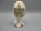 Fenton hand painted egg on stand w/ Lighthouse