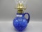 Fenton sapphire opal snowflake chamber lamp made from syrup pitcher