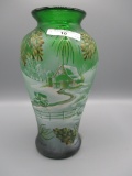 Fenton green vase, 9