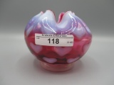 Fenton cranberry opalescent Hearts rose bowl