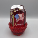 Fenton God Bless America Fairy lamp HP by A Deem