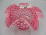 Fenton cranberry opalescent Hobnail Star bon bon 3