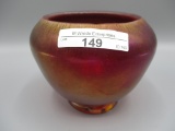 Fenton Museum Numbers on bottom of ruby Stretch vase. Orig. Sticker SAMPLE