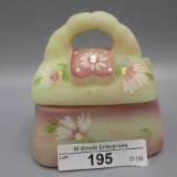 Fenton burmese mini purse (box) w/flowers- inside says 