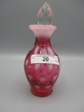 Fenton SAMPLE cranberry opalescent Hearts perfume bottle w/stopper