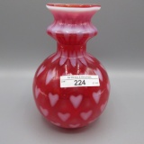 Fenton ruby red opalescent Hearts bottle vase found in Fenton Gift Shop