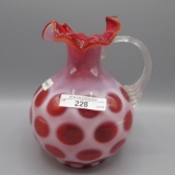 Fenton SAMPLE ruby/orange Coin Dot jug. See Museum Letters on the Bottom