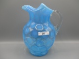 Fenton blue opalescent Dot Optic water pitcher 10