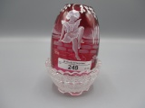 Fenton SAMPLE #17 Mary Gregory on Cranberry fairy light, little girl w/ toe