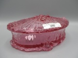 Fenton pink oval large dresser box w/ roses decor