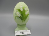 Fenton hand painted egg on stand- Louise Piper
