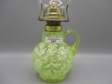 Fenton vaeline opal daisy fern chamber lamp made from syrup pitcher