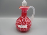 Fenton SAMPLE cased ruby opalescent Daisy Optic cruet opalescent handle and