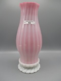 Fenton SAMPLE Peach Blow opaline Rib Optic Hurricane & MG base. Museum Numb