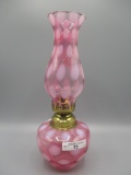 Fenton cranberry opalescent Dot Optic lamp 11