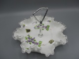 Fenton Violets in the Snow bon bon w/chrome handle